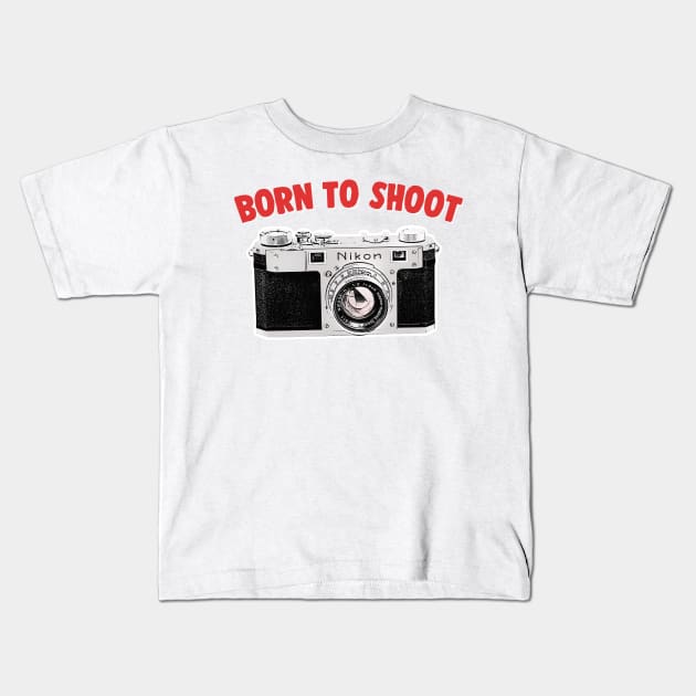 Born To Shoot / Camera Geek Gift Design Kids T-Shirt by DankFutura